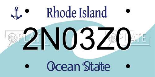 2N03Z0 Rhode Island License Plate