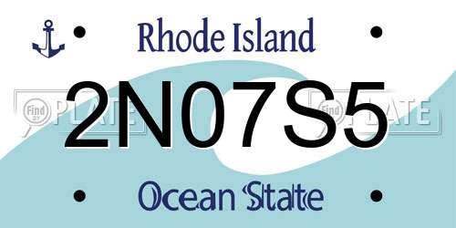 2N07S5 Rhode Island License Plate