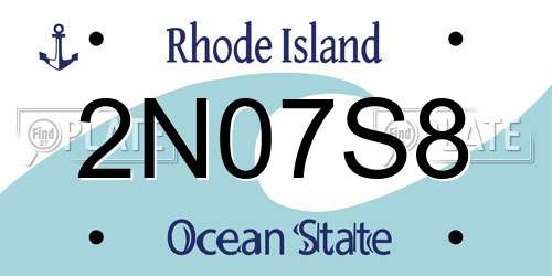 2N07S8 Rhode Island License Plate