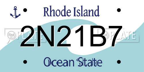 2N21B7 Rhode Island License Plate
