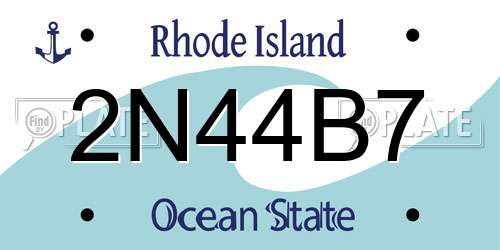 2N44B7 Rhode Island License Plate