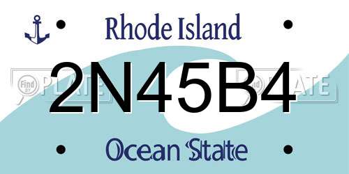 2N45B4 Rhode Island License Plate