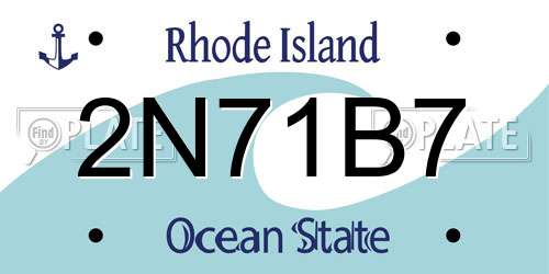 2N71B7 Rhode Island License Plate
