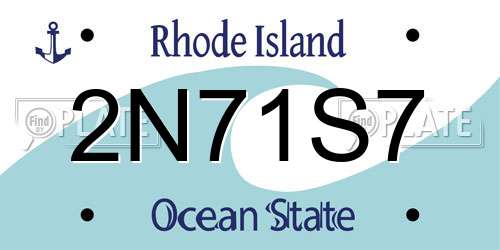 2N71S7 Rhode Island License Plate