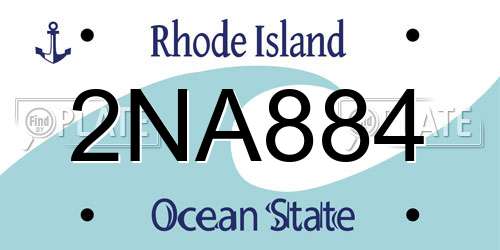 2NA884 Rhode Island License Plate