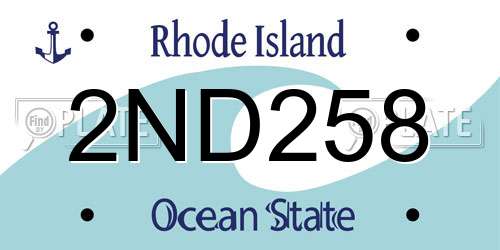 2ND258 Rhode Island License Plate