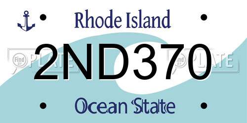 2ND370 Rhode Island License Plate