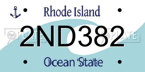 2ND382 Rhode Island License Plate