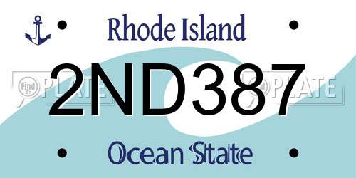 2ND387 Rhode Island License Plate
