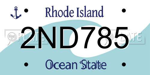 2ND785 Rhode Island License Plate