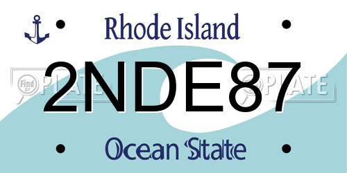 2NDE87 Rhode Island License Plate