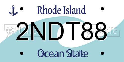 2NDT88 Rhode Island License Plate