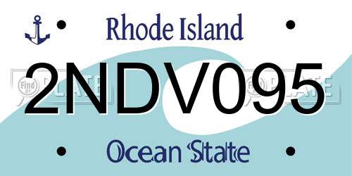 2NDV095 Rhode Island License Plate