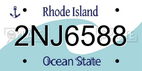 2NJ6588 Rhode Island License Plate