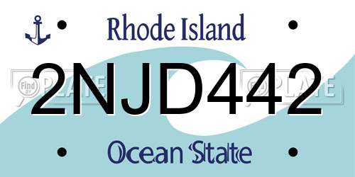 2NJD442 Rhode Island License Plate