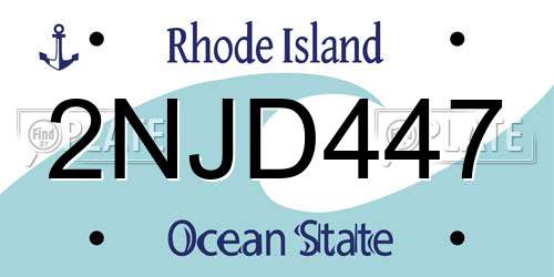 2NJD447 Rhode Island License Plate
