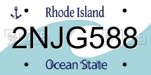 2NJG588 Rhode Island License Plate
