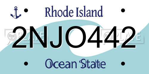 2NJO442 Rhode Island License Plate