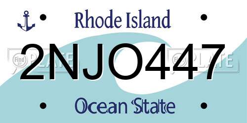 2NJO447 Rhode Island License Plate
