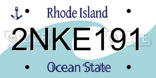 2NKE191 Rhode Island License Plate