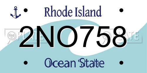 2NO758 Rhode Island License Plate
