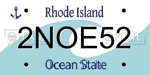 2NOE52 Rhode Island License Plate