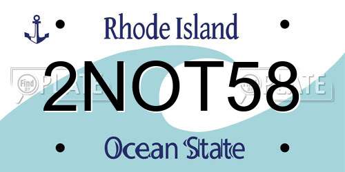 2NOT58 Rhode Island License Plate