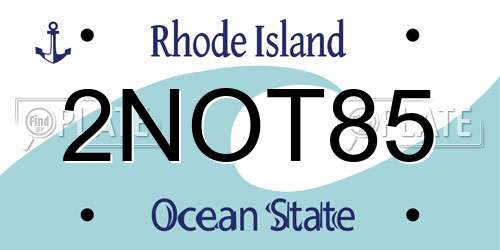 2NOT85 Rhode Island License Plate