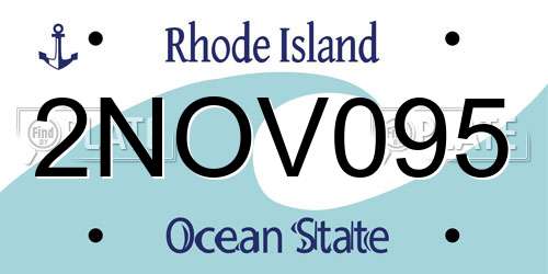 2NOV095 Rhode Island License Plate
