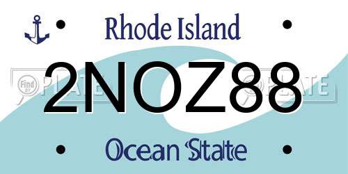 2NOZ88 Rhode Island License Plate