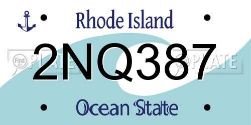 2NQ387 Rhode Island License Plate