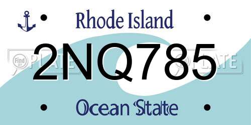 2NQ785 Rhode Island License Plate