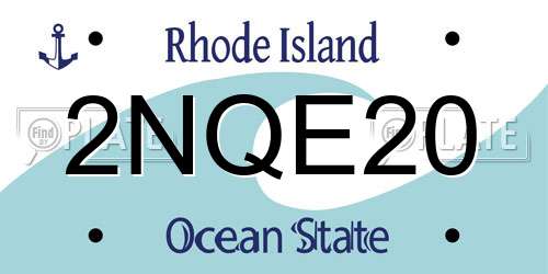 2NQE20 Rhode Island License Plate