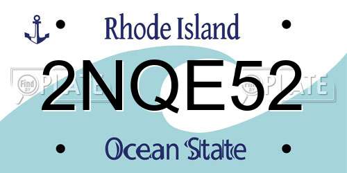 2NQE52 Rhode Island License Plate