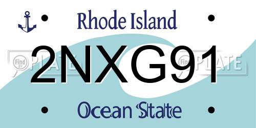 2NXG91 Rhode Island License Plate