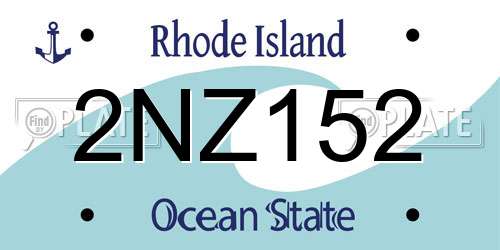 2NZ152 Rhode Island License Plate