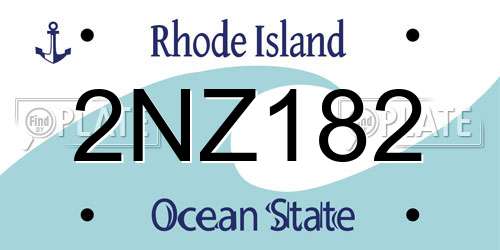 2NZ182 Rhode Island License Plate
