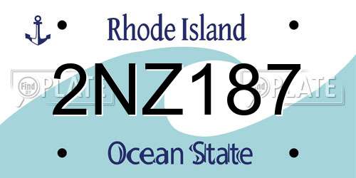 2NZ187 Rhode Island License Plate