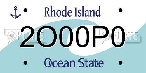 2O00P0 Rhode Island License Plate