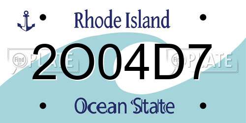 2O04D7 Rhode Island License Plate