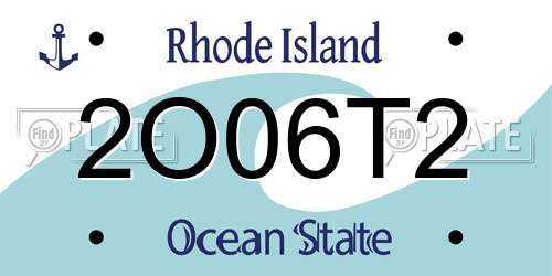 2O06T2 Rhode Island License Plate