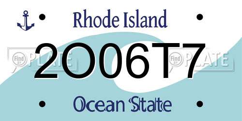 2O06T7 Rhode Island License Plate