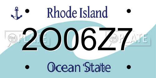 2O06Z7 Rhode Island License Plate