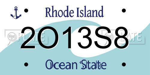 2O13S8 Rhode Island License Plate
