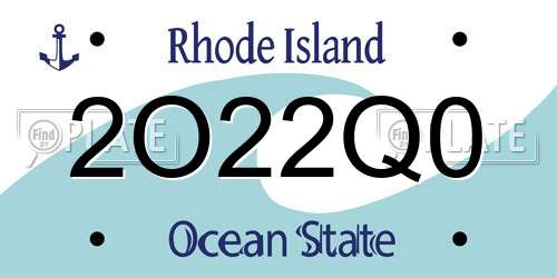 2O22Q0 Rhode Island License Plate