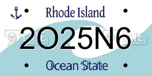 2O25N6 Rhode Island License Plate