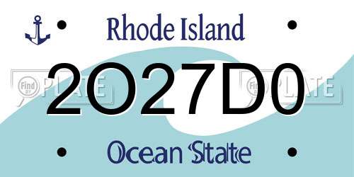 2O27D0 Rhode Island License Plate