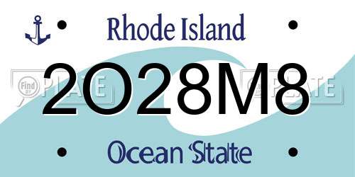 2O28M8 Rhode Island License Plate
