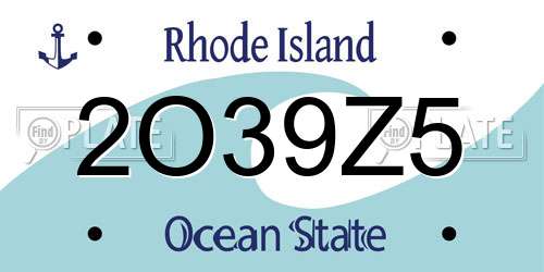 2O39Z5 Rhode Island License Plate