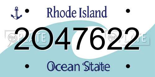 2O47622 Rhode Island License Plate